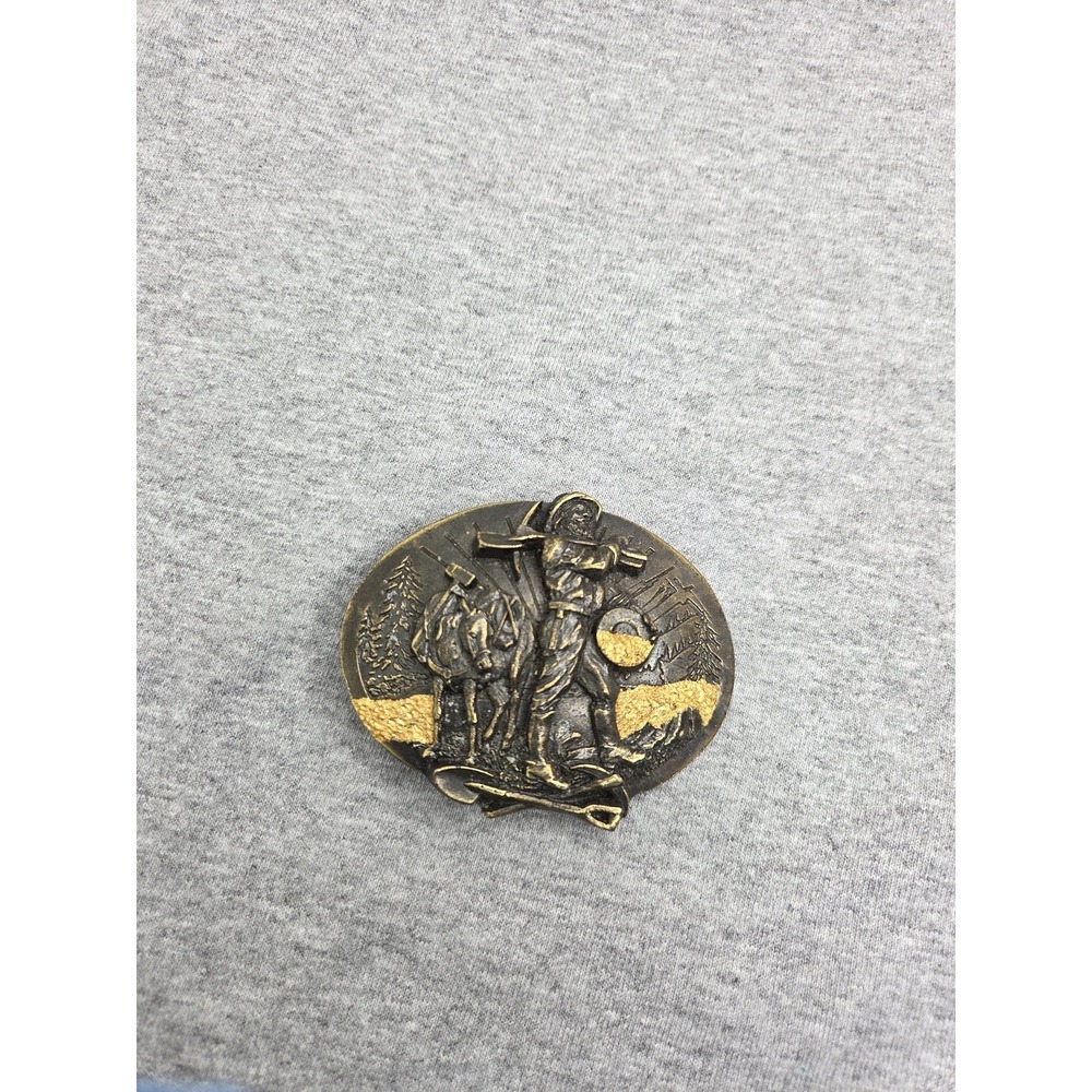Vintage 1987 Siskiyou Striking It Rich Gold Western Frontier Belt Buckle Rare